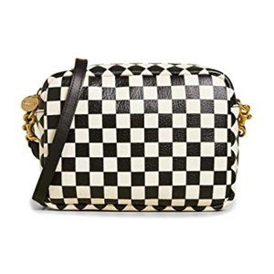 Excellent Condition Clare V Black & White Checkers Midi Sac handbag